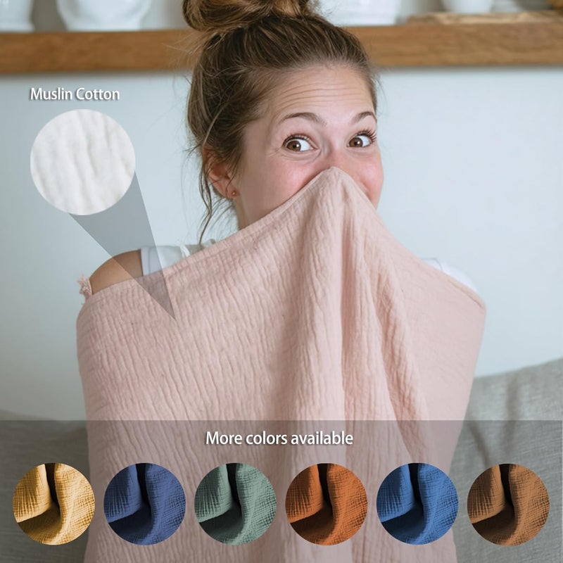 MUGVELL Muslin Nursing Covers for Breastfeeding, Arch Neckline Breast Feeding Covers for Women, Moms Privacy Breathable Summer Nursing Apron,Enlarged XL Size Soft Feeding Cover (Blush Pink) - Image 5